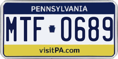 PA license plate MTF0689