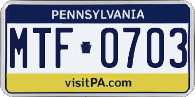 PA license plate MTF0703