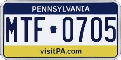 PA license plate MTF0705