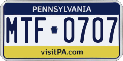 PA license plate MTF0707