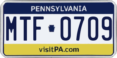 PA license plate MTF0709