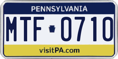 PA license plate MTF0710