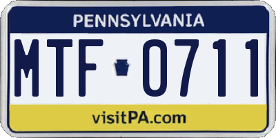 PA license plate MTF0711