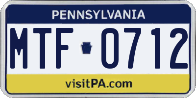 PA license plate MTF0712