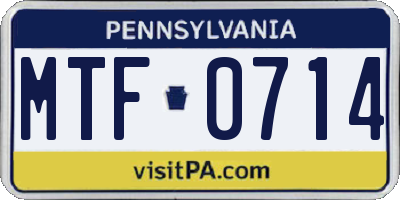 PA license plate MTF0714