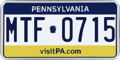 PA license plate MTF0715