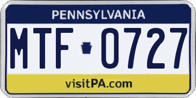 PA license plate MTF0727