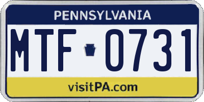 PA license plate MTF0731