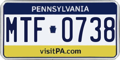 PA license plate MTF0738