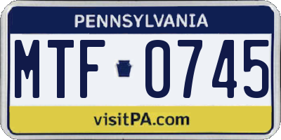 PA license plate MTF0745
