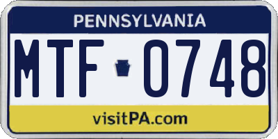 PA license plate MTF0748
