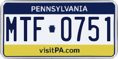 PA license plate MTF0751