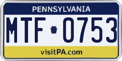 PA license plate MTF0753