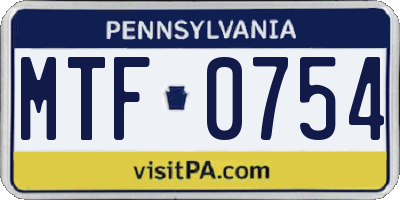 PA license plate MTF0754