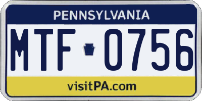 PA license plate MTF0756