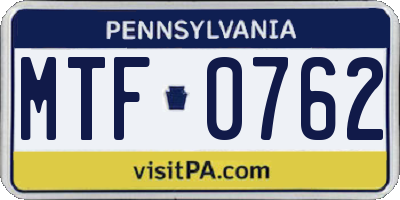 PA license plate MTF0762