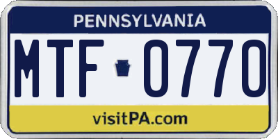 PA license plate MTF0770