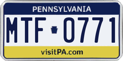PA license plate MTF0771