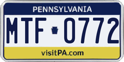 PA license plate MTF0772
