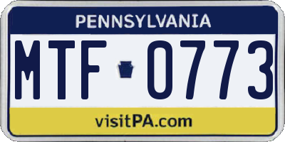 PA license plate MTF0773