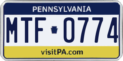 PA license plate MTF0774