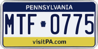 PA license plate MTF0775