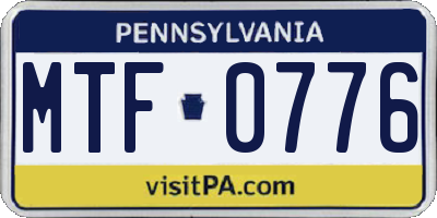PA license plate MTF0776