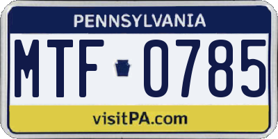 PA license plate MTF0785
