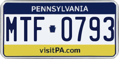PA license plate MTF0793