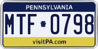 PA license plate MTF0798