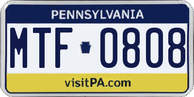 PA license plate MTF0808