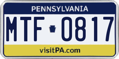 PA license plate MTF0817