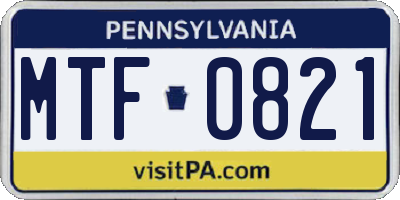 PA license plate MTF0821