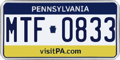 PA license plate MTF0833
