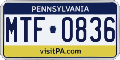 PA license plate MTF0836