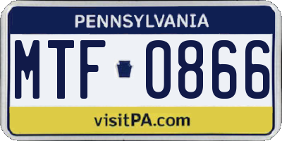 PA license plate MTF0866