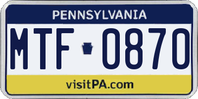 PA license plate MTF0870
