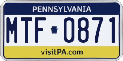 PA license plate MTF0871