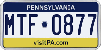 PA license plate MTF0877