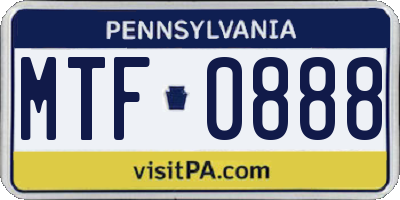PA license plate MTF0888
