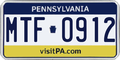 PA license plate MTF0912