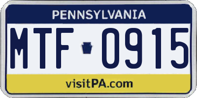 PA license plate MTF0915