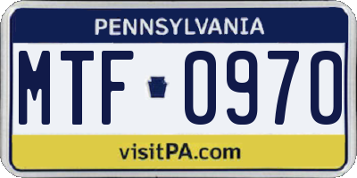 PA license plate MTF0970