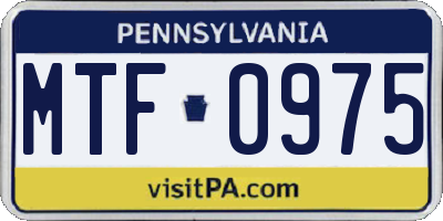 PA license plate MTF0975
