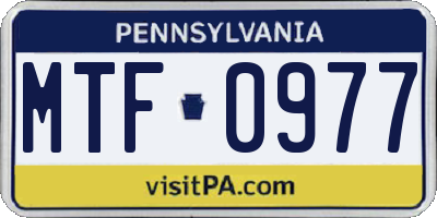 PA license plate MTF0977