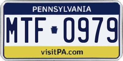 PA license plate MTF0979