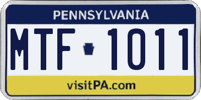 PA license plate MTF1011