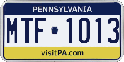 PA license plate MTF1013
