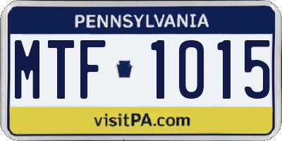PA license plate MTF1015