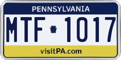 PA license plate MTF1017